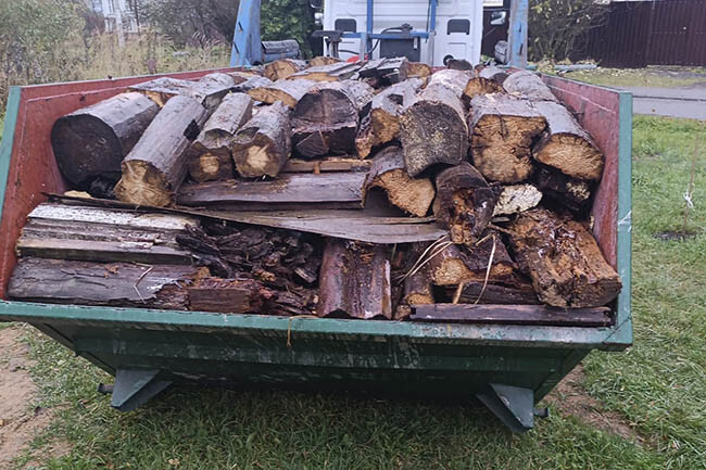 Вывоз древесного мусора контейнером в Подольске Вывоз древесного мусора контейнером 8 кубов с участка в Подольске