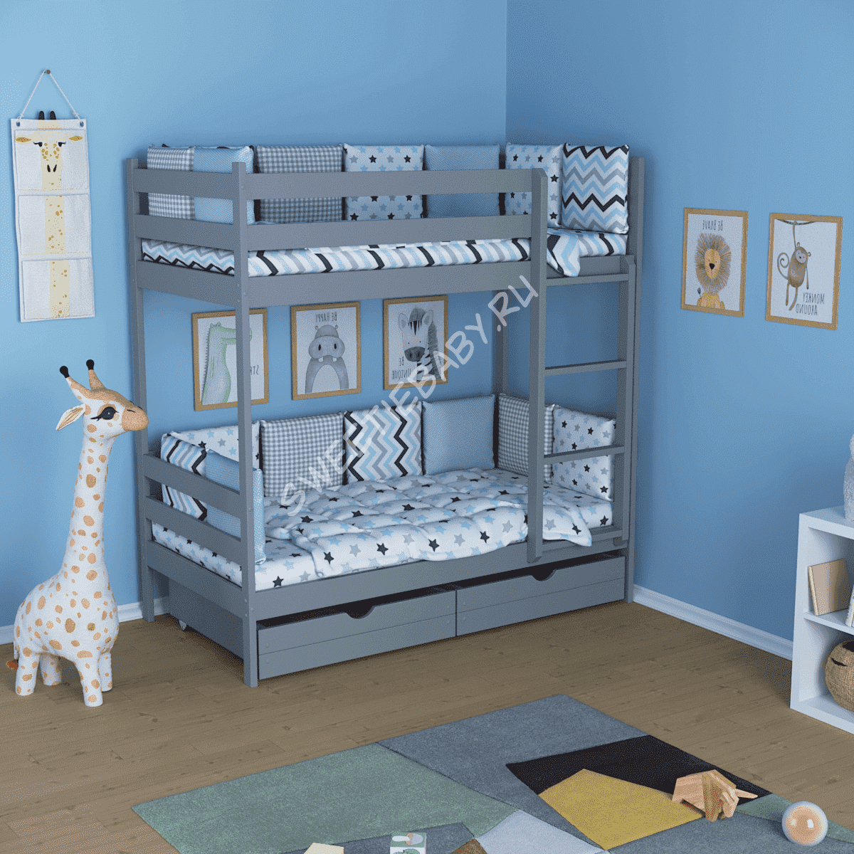 детская двухэтажная кровать домик