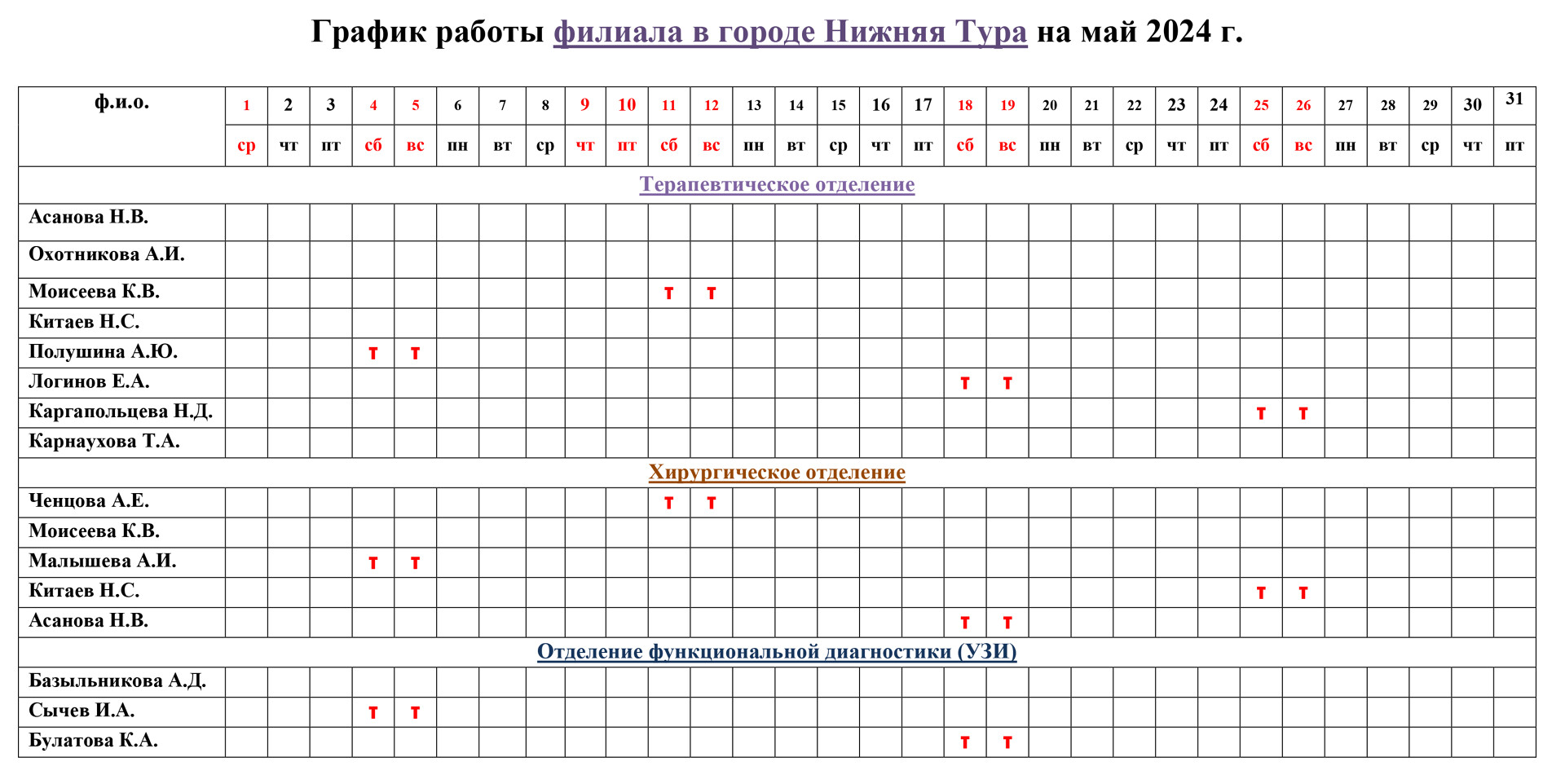 График работы