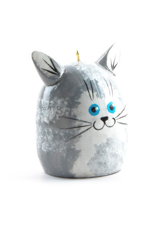 Фигурка «Кошка» КШ2 Серая кошка с голубыми глазами – чудесная игрушка на Новый год.  Высота 45 мм, диаметр 35 мм  300 р.