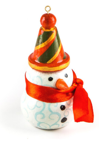 Фигурка «Снеговик» СГ1 Новогодняя елочная игрушка в виде снеговика с красным шарфиком.  Высота 78 мм, диаметр 36 мм  350 р.