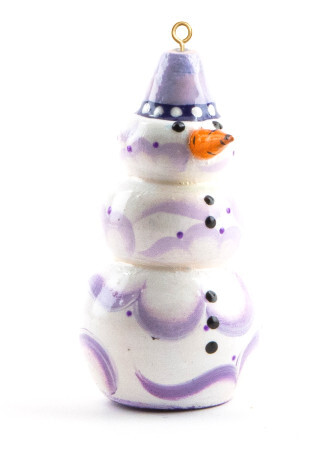 Фигурка «Снеговик» СГ3 Новогодняя елочная игрушка в виде снеговика.  Высота 65 мм, диаметр 35 мм  350 р.