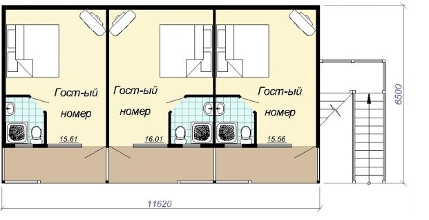 Проект мини гостиницы на 4 номера 2 этажа