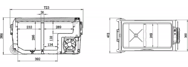 размеры компрессорного автохолодильника SUMITACHI t36 (36 л)