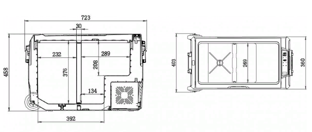 размеры компрессорного автохолодильника SUMITACHI t50 (50 л)