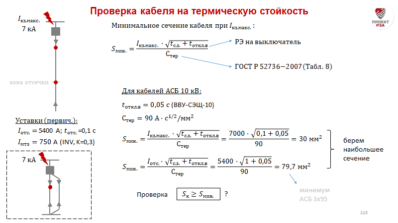 Расчеты релейной защиты 10 кВ
