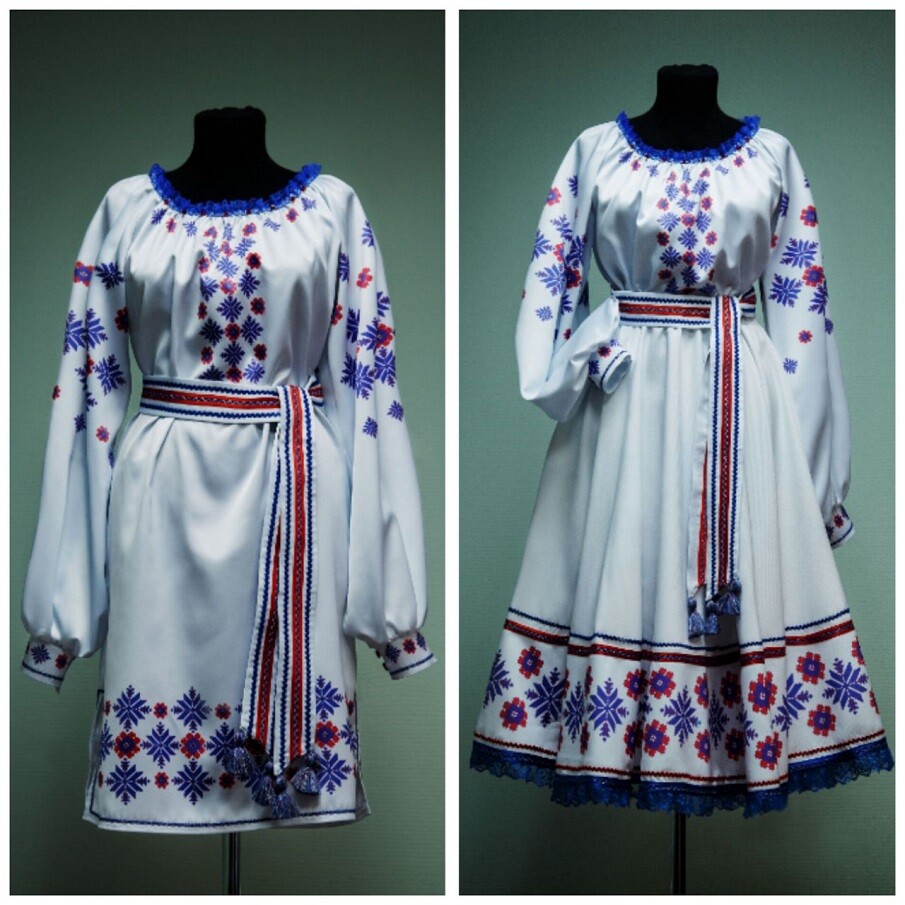 Белорусское, традиционное платье Василек с нанесением №36, Авалонплюс