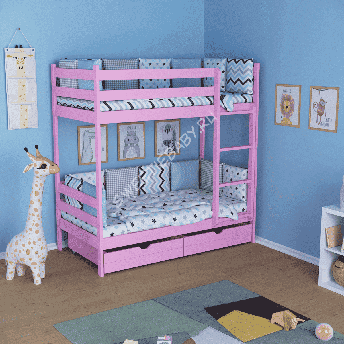 двухъярусная кровать домик для девочки