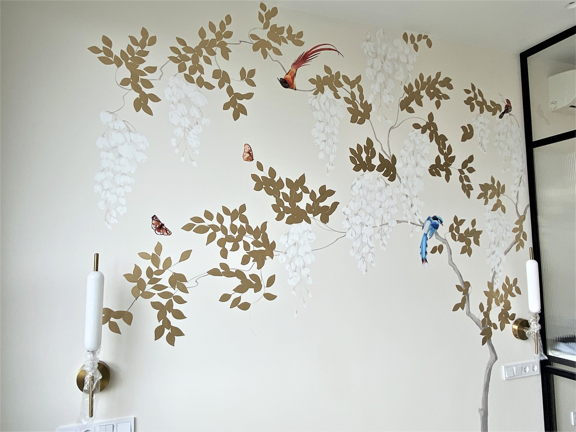 роспись стен в спальне