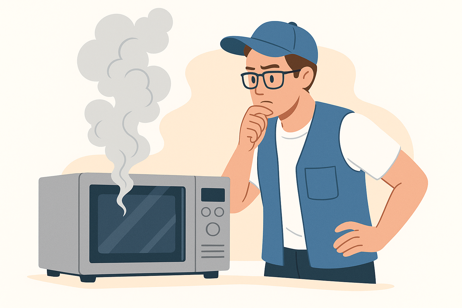 Иллюстрация инженера, проверяющего устройство с дымом - метафора smoke-тестирования