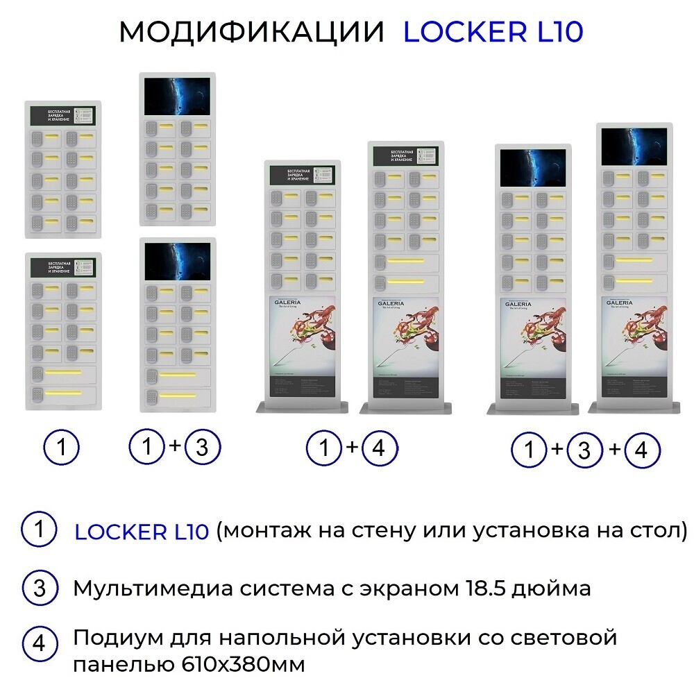 Шкаф для зарядки и хранения мобильных телефонов LOCKER L10