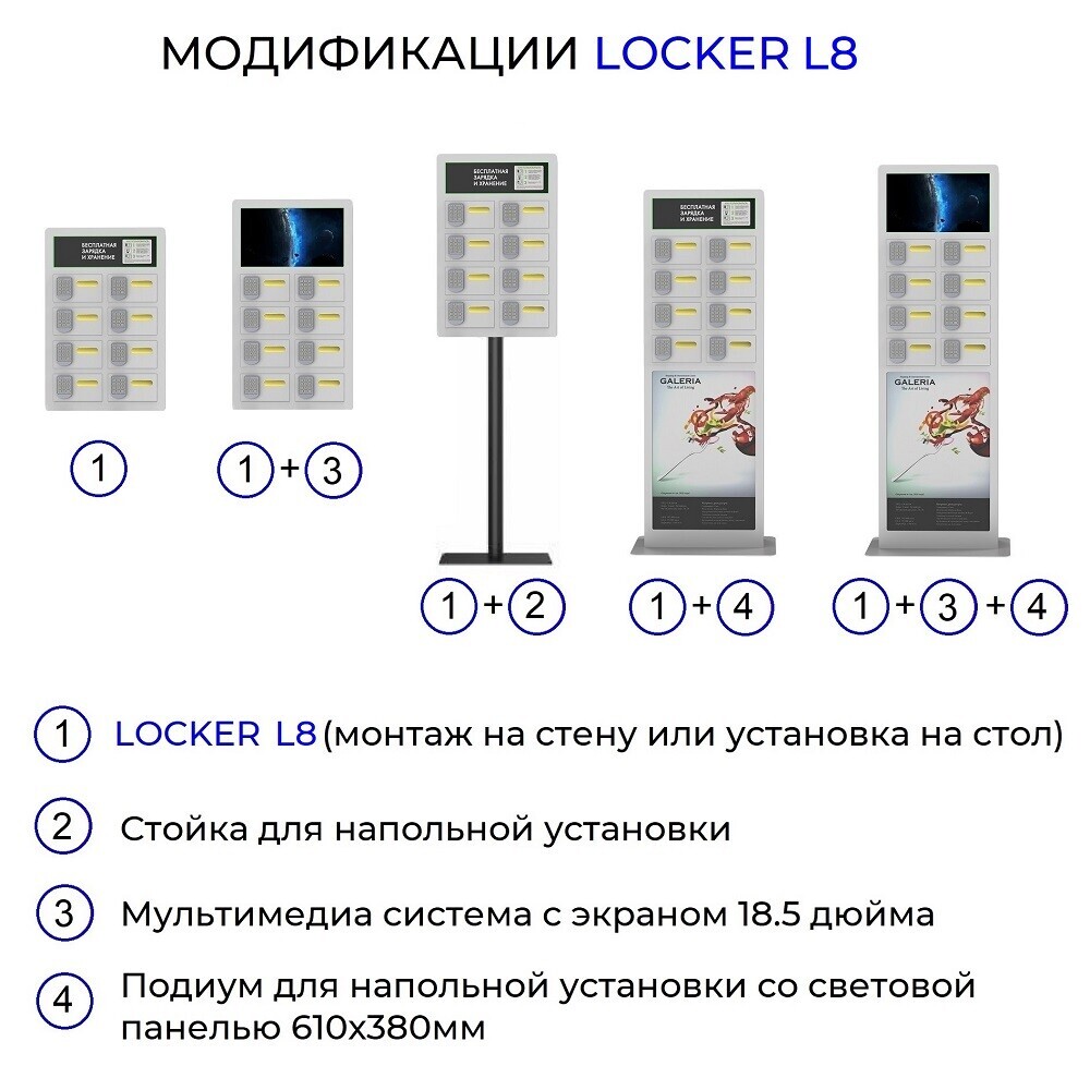 Автомат для зарядки мобильных телефонов в общественных местах LOCKER L8